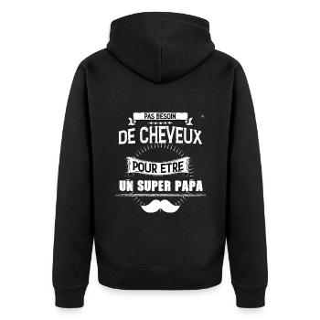 Papa Sans Cheveux C'est Le Meilleur - Veste à capuche bio Premium Unisexe - noir - Dos - Nico (187cm)