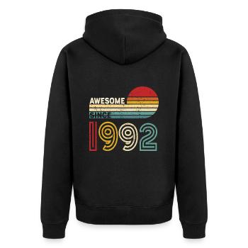 1992 Gift Birthday Vintage Saying - Unisex Premium Organic Zip Hoodie - black - Back - Nico (187cm)