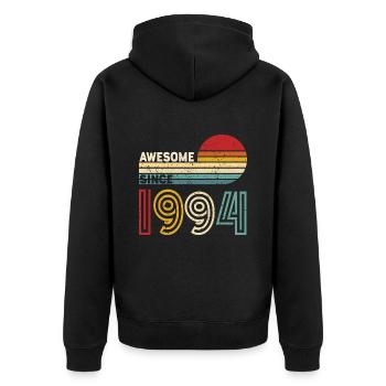1994 Geschenk Geburtstag Jahrgang Spruch - Unisex Premium Bio Zip Hoodie - Schwarz - Hinten - Nico (187cm)