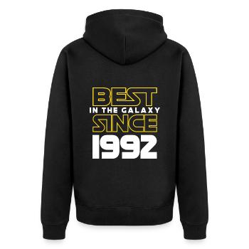 Best of the Galaxy 1992 30 Jahre Jubiläum - Unisex Premium Bio Zip Hoodie - Schwarz - Hinten - Nico (187cm)
