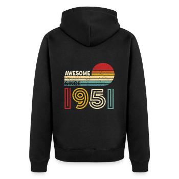 1951 Geschenk Geburtstag Jahrgang Spruch - Unisex Premium Bio Zip Hoodie - Schwarz - Hinten - Nico (187cm)