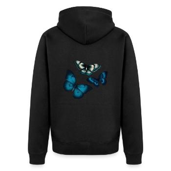 Schmetterling blau ästhetisch Geschenkidee - Unisex Premium Bio Zip Hoodie - Schwarz - Hinten - Nico (187cm)