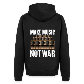 Make Music Not War - Unisex Premium Organic Zip Hoodie - black - Back - Nico (187cm)