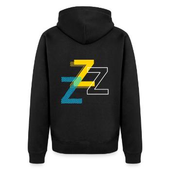 Alphabet Buchstabe Z - Unisex Premium Bio Zip Hoodie - Schwarz - Hinten - Nico (187cm)
