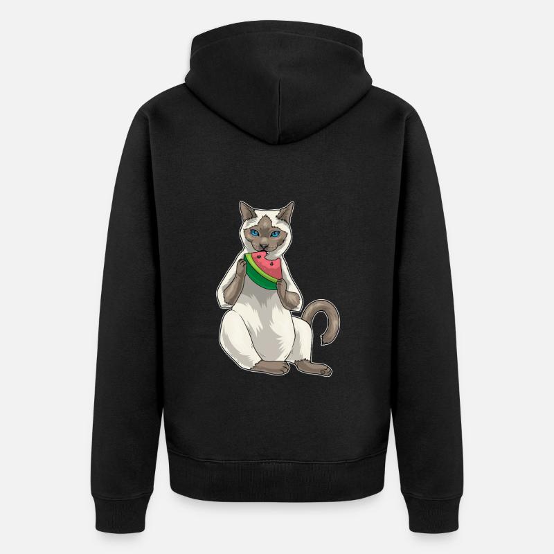 Chat siamois Pastèque - Veste à capuche bio Premium Unisexe - noir
