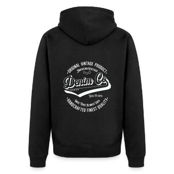 Denim Co. original vintage product handcrafted - Unisex Premium Organic Zip Hoodie - black - Back - Nico (187cm)