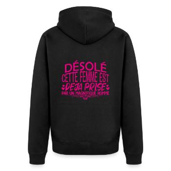 femme en couple femme mariée amoureuse !! - Veste à capuche bio Premium Unisexe - noir - Dos - Nico (187cm)