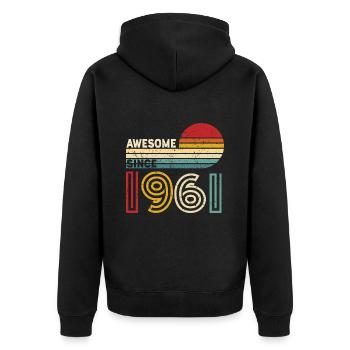 1961 Gift Birthday vintage Spruch - Unisex Premium Organic Zip Hoodie - black - Back - Nico (187cm)