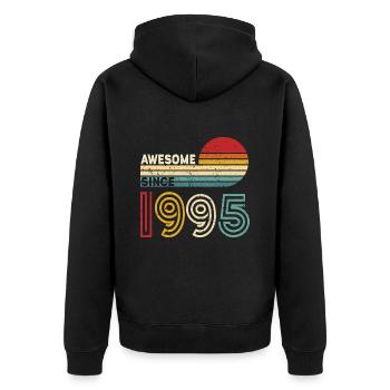 1995 Geschenk Geburtstag Jahrgang Spruch - Unisex Premium Bio Zip Hoodie - Schwarz - Hinten - Nico (187cm)