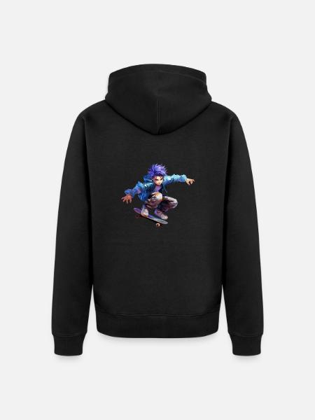 Anime Skater - Unisex Premium Organic Zip Hoodie - black