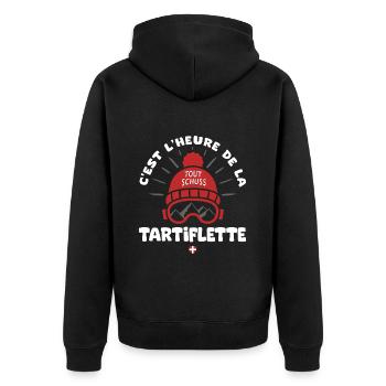 ski et tartiflette cadeau humour ski skieur savoie - Veste à capuche bio Premium Unisexe - noir - Dos - Nico (187cm)