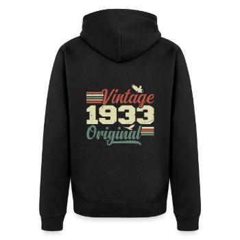 Vintage 1933 Cadeau Anniversaire 1933 Retro - Veste à capuche bio Premium Unisexe - noir - Dos - Nico (187cm)