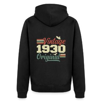 Vintage 1930's Retro 1930's Birthday Gift - Unisex Premium Organic Zip Hoodie - black - Back - Nico (187cm)