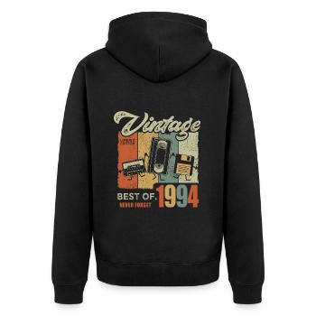 1994 Geschenk 1994 Vintage Retro Jubiläum Geschenk - Unisex Premium Bio Zip Hoodie - Schwarz - Hinten - Nico (187cm)