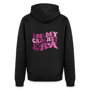 In My Crochet Era Funny Crocheting Funny Crocheter - Unisex Premium Organic Zip Hoodie - black - Back - Nico (187cm)