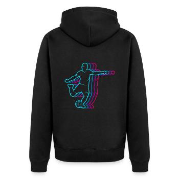 Fussball vintage Fußballer Herren Jungen Fußball - Unisex Premium Bio Zip Hoodie - Schwarz - Hinten - Nico (187cm)