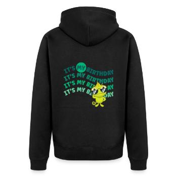 It's my Birthday! Lustiger Gecko - Unisex Premium Bio Zip Hoodie - Schwarz - Hinten - Nico (187cm)