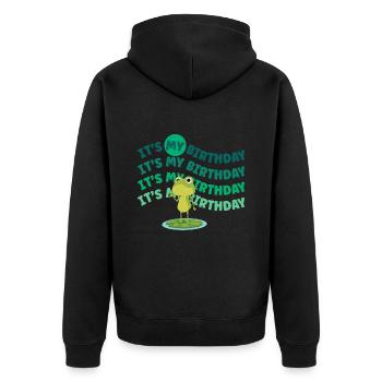 C’est mon anniversaire! Drôle de grenouille - Veste à capuche bio Premium Unisexe - noir - Dos - Nico (187cm)
