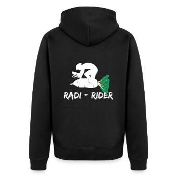 Fahrrad Rettich Herzschlag Rennrad Sport Radi Food - Unisex Premium Bio Zip Hoodie - Schwarz - Hinten - Nico (187cm)