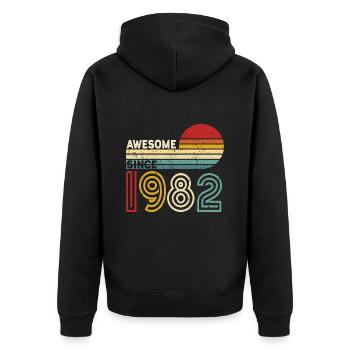 1982 Gift Birthday Vintage Saying - Unisex Premium Organic Zip Hoodie - black - Back - Nico (187cm)
