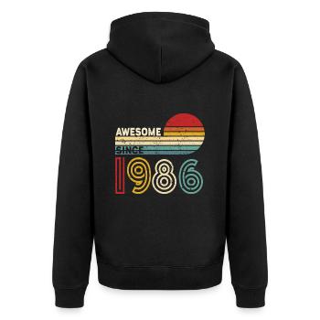 1986 Gift Birthday vintage Spruch - Unisex Premium Organic Zip Hoodie - black - Back - Nico (187cm)