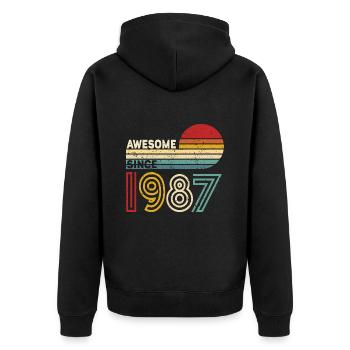 1987 Gift Birthday Vintage Spruch - Unisex Premium Organic Zip Hoodie - black - Back - Nico (187cm)