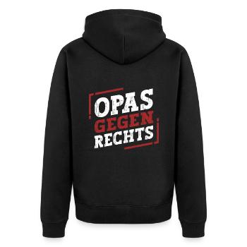 Opas Gegen Rechts - Unisex Premium Bio Zip Hoodie - Schwarz - Hinten - Nico (187cm)