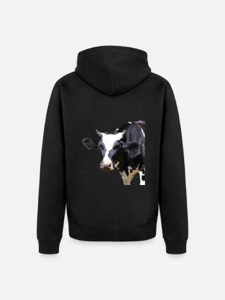 grappige koe-kop koe-kop boeren cadeauboeren - Uniseks Premium bio ziphoodie - zwart