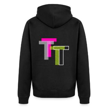 Letter T - Unisex Premium Organic Zip Hoodie - black - Back - Nico (187cm)