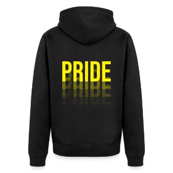 Gay Pride Typografie - Unisex Premium Bio Zip Hoodie - Schwarz - Hinten - Nico (187cm)
