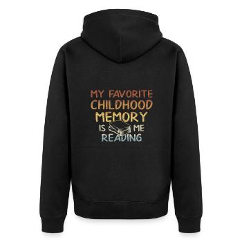 Mon souvenir d’enfance préféré est moi en train de lire des livres - Veste à capuche bio Premium Unisexe - noir - Dos - Nico (187cm)