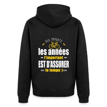 Velos Cadeau Anniversaire velo Humour cycliste - Veste à capuche bio Premium Unisexe - noir - Dos - Nico (187cm)