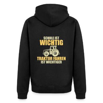 Tractor Trekker Tractor School Saying Gift - Unisex Premium Organic Zip Hoodie - black - Back - Nico (187cm)
