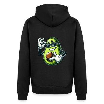 Coole Avocado Veganer Cartoon Comic Sonnenbrille - Unisex Premium Bio Zip Hoodie - Schwarz - Hinten - Nico (187cm)