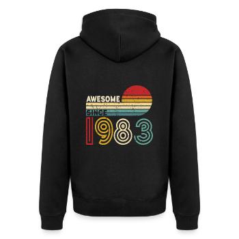 1983 Gift Birthday vintage Spruch - Unisex Premium Organic Zip Hoodie - black - Back - Nico (187cm)