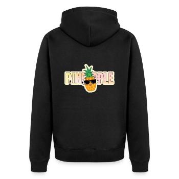 Cool pineapple with sunglasses and lettering - Unisex Premium Organic Zip Hoodie - black - Back - Nico (187cm)