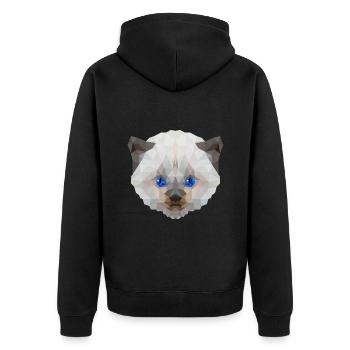 Weiße Katze miaut - süßes Motiv im Polygonstyle - Unisex Premium Bio Zip Hoodie - Schwarz - Hinten - Nico (187cm)