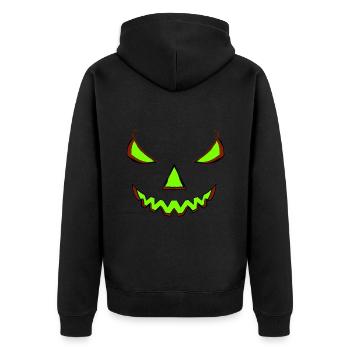 Halloween Kürbis Verkleidung Kostüm in grün lachen - Unisex Premium Bio Zip Hoodie - Schwarz - Hinten - Nico (187cm)