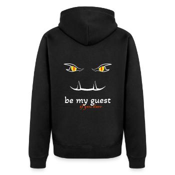 Be my guest if you dare - Unisex Premium Bio Zip Hoodie - Schwarz - Hinten - Nico (187cm)