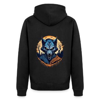 Gruseliges Halloween-partykostüm Werwolf - Unisex Premium Organic Zip Hoodie - black - Back - Nico (187cm)