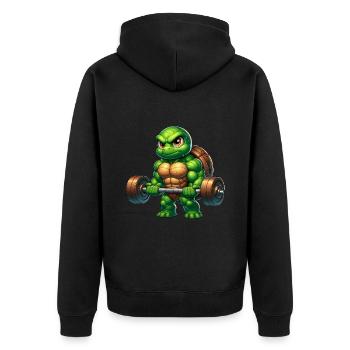 Force d’haltère d’entraînement de tortue forte - Veste à capuche bio Premium Unisexe - noir - Dos - Nico (187cm)