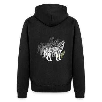 Wolfmond Rudder Wolf Moon - Unisex Premium Organic Zip Hoodie - black - Back - Nico (187cm)