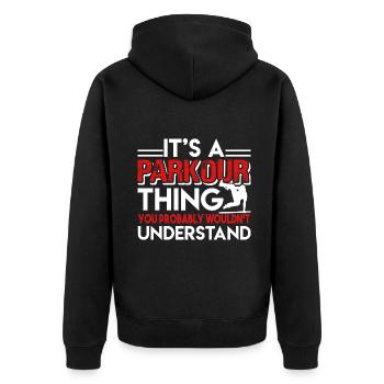 Parkour It's A Parkour Thing - Unisex Premium Organic Zip Hoodie - black - Back - Nico (187cm)