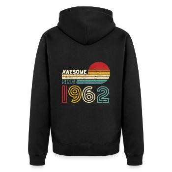 1962 Geschenk Geburtstag Jahrgang Spruch - Unisex Premium Bio Zip Hoodie - Schwarz - Hinten - Nico (187cm)