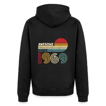 1969 Gift Birthday vintage Spruch - Unisex Premium Organic Zip Hoodie - black - Back - Nico (187cm)