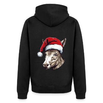 Esel Weihnachten Tier Kopf - Unisex Premium Bio Zip Hoodie - Schwarz - Hinten - Nico (187cm)