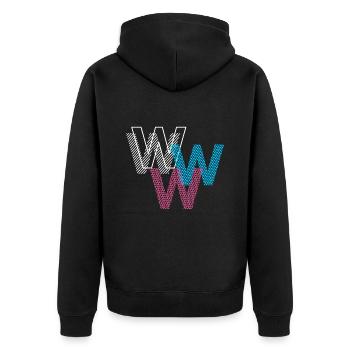 W Buchstabe - Unisex Premium Bio Zip Hoodie - Schwarz - Hinten - Nico (187cm)