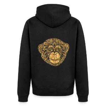 Chimpanzee Geometric - Unisex Premium Organic Zip Hoodie - black - Back - Nico (187cm)