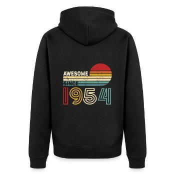 1954 Gift Birthday vintage Spruch - Unisex Premium Organic Zip Hoodie - black - Back - Nico (187cm)