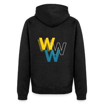 W Lettering Design Geschenke - Unisex Premium Bio Zip Hoodie - Schwarz - Hinten - Nico (187cm)